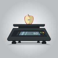 Weight of slice an apple on a digital scale vector