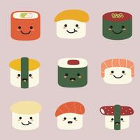Cute and Colorful Sushi Characters Bringing Joy and Fun to Your Designs vector