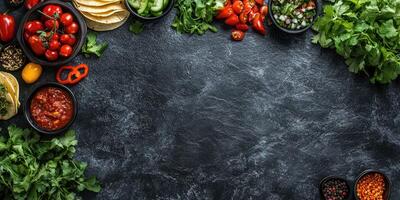 Fresh ingredients laid out for taco preparation in a vibrant kitchen setting photo