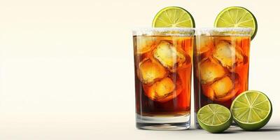 Refreshing summer cocktails with lime and ice perfect for outdoor gatherings at sunset photo