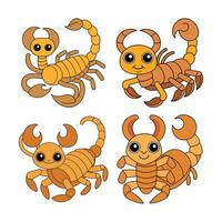 Set of Charming Scorpion Kawali Art Design for Kids vector