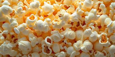 Delicious popcorn scattered on a surface ready for enjoyment at a movie night gathering with friends or family photo