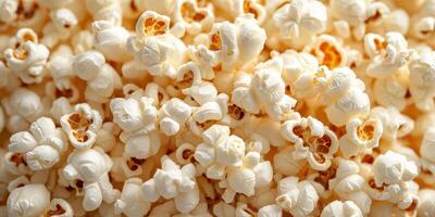 Popcorn clusters creating a fluffy and appetizing texture, perfect for movie nights or casual snacking photo