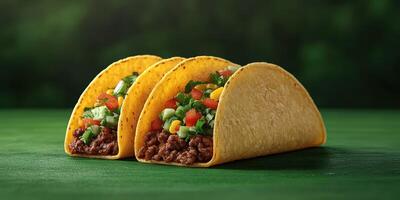 Delicious tacos filled with seasoned meat, fresh vegetables, and vibrant toppings ready to be enjoyed photo