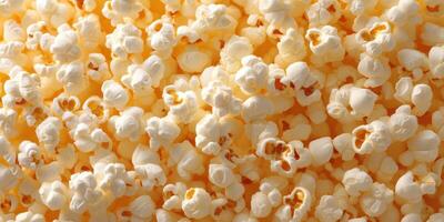 Delicious freshly popped popcorn ready for snacking during movie night photo