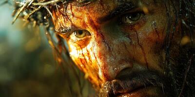 Passion and Suffering at the Crucifixion in a Dramatic Religious Depiction photo