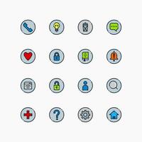 Design Illustration graphic of essential set icon with liine and color style. Suitable for UI, mobile design, web design, etc. vector