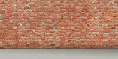Old red brick wall background with the sidewalk graphic illustration have blank space. vector