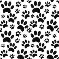 Paw print seamless pattern drawn in pencil or crayon style. Fun trendy crayon pattern with pet paw prints. Drawn manual on paper vector