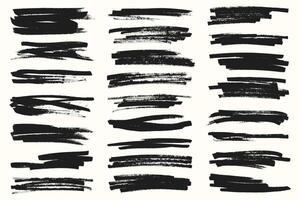 Permanent Marker Stroke Collection for Underlining and Highlighting. Bold black marker lines for text emphasis and design accents vector
