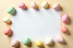 Background with copy space for text and decorated Easter eggs lovely photo