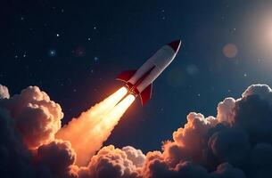 The launch of spacecraft obscure, cosmos mission in an open galaxy photo