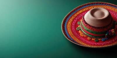 Colorful sombrero displayed on a vibrant background representing cultural heritage and tradition photo