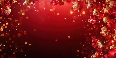 Festive decorations with popcorn and ribbons create a celebratory atmosphere for gatherings and events photo