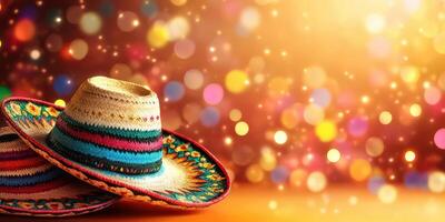 Colorful sombreros on a festive background during a vibrant celebration photo