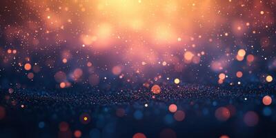 Vibrant bokeh lights with shimmering particles create a dreamy atmosphere in soft focus photo