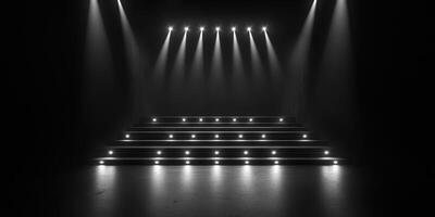 Stage setting with dramatic lighting ready for a performance or event at a theater venue photo