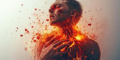 Unleashing inner strength and emotions expressed through a fiery transformation at a creative art studio photo