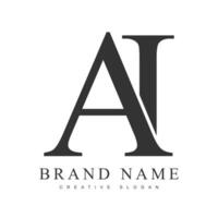 AI trendy logotype template. Initial letter a and i classic font style. Creative logo for company name or identity. vector