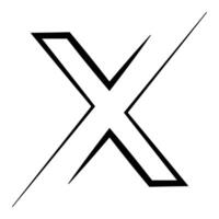 Abstract Black X Symbol with Sharp Edges and Bold Lines vector