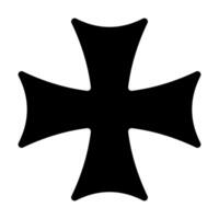 Sleek Black Maltese Cross Geometric Symbol in Bold Outline vector