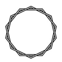Intricate Black Hexagon Circle, Geometric Pattern in Simple Outline vector
