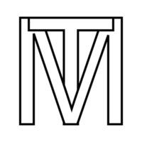 Logo sign tm mt icon double letters logotype t m vector