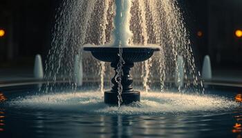 Dark Night Fountain Water Feature Illumination photo