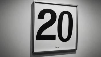Framed Number Twenty Displayed On Wall photo