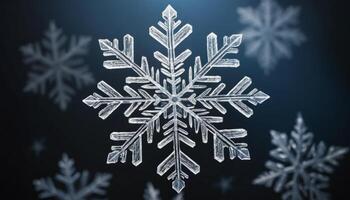 Detailed 3D Snowflake Design On Dark Background photo