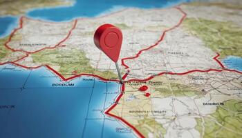 Detailed Map View with Red Location Pin Highlighting Southern Coastal Region photo