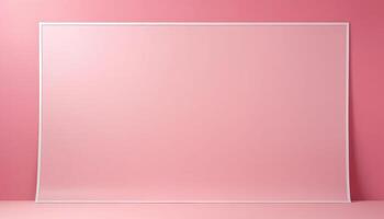 Blank White Frame on a Soft Pink Background with Subtle Shadows and Clean Lines photo