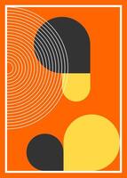 Geometric design posters, template, layout with primitive shapes elements. Bauhaus retro pattern background, abstract circle, triangle and square vector