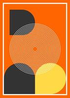 Geometric design posters, wall art, template, layout with primitive shapes elements. Bauhaus retro pattern background, abstract circle Design vector