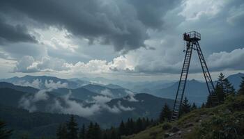 Mountaintop Structure Under Dramatic Cloudy Sky photo