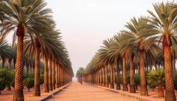 Palm Tree Plantation Path at Dawn photo