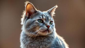 Close Up Portrait Of A Grey Cat photo