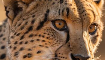 Closeup Cheetah Portrait In Golden Light photo