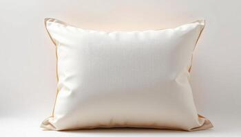 Cream Textured Pillow with Beige Border on White Background photo