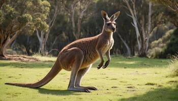 Kangaroo In Australian Grassland photo
