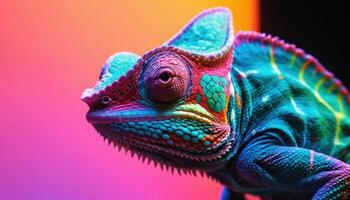 Colorful Reptile Close Up Portrait with Vibrant Colors And Details From Nature Photography Of Exotic Wildlife photo