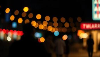 Blurred Night City Scene With Bokeh Lights photo