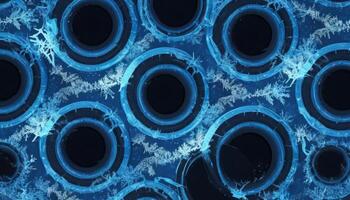 Abstract Dark Blue Glowing Circles Background Pattern photo