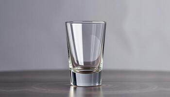 Empty Clear Shot Glass on Dark Table photo