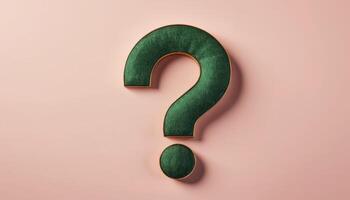 Emerald Green Glitter Question Mark On Pink Background photo