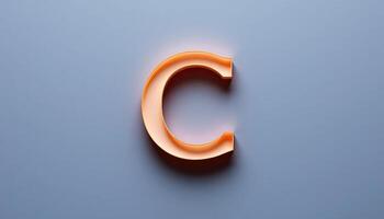 Three Dimensional Orange Letter C on Gray Background photo