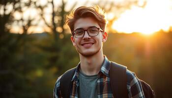 Smiling Young Man in Sunset Light photo