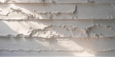 Abstract White Textured Background with Rough Plaster Layers and Natural Light Shadows. photo