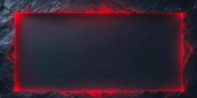 A red square frame on a black background photo