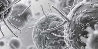 A close up of a cell with many different types of cells photo